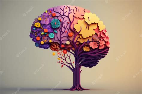 Premium Photo Human Brain Tree With Flowers Self Care And Mental