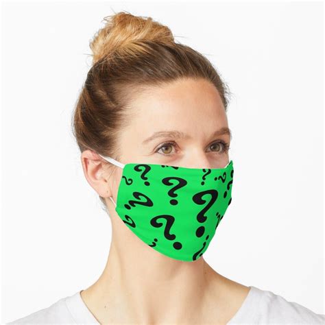 Question Mark Pattern Riddle Green Face Mask Comic Book Mask By
