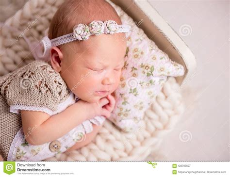 Sleeping Newborn Baby Girl Stock Image Image Of Child 122703507