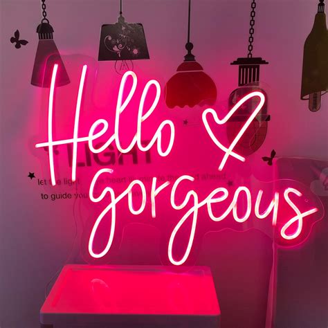 Hello Gorgeous Neon Sign Custom Heart Sign Salon Decorations Etsy