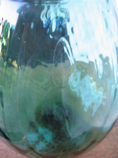 Vintage Large Green Empoli Italian Glass Diamond Optic Brandy Snifter Vase 13 1724965639