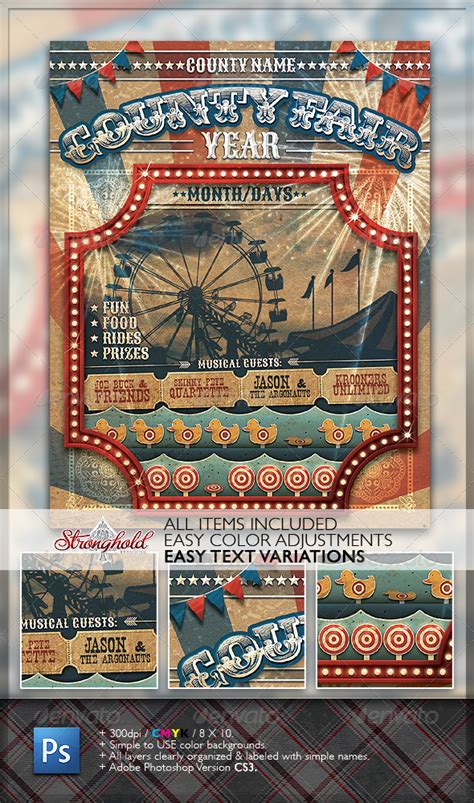 vintage county fair carnival flyer  getstronghold graphicriver