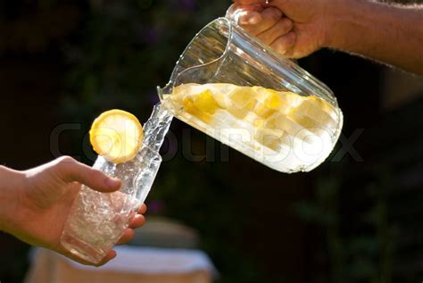 Pouring Homemade Lemonade Into Glass Stock Image Colourbox