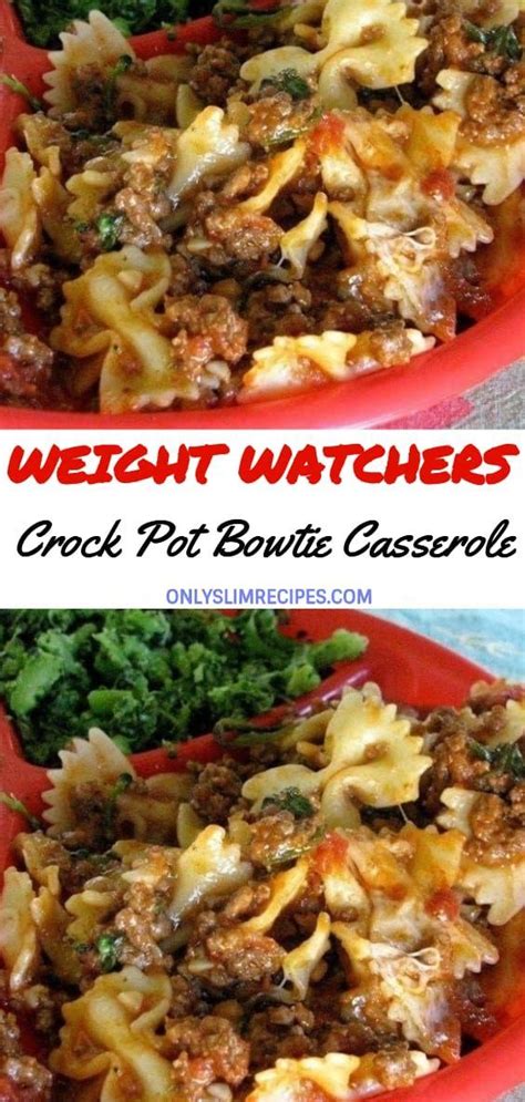 Here is another delicious slow cooker recipe i want to share with you! Crock Pot Bowtie Casserole // #weightwatchersrecipes #smartpointsrecipes #Weight in 2020 ...