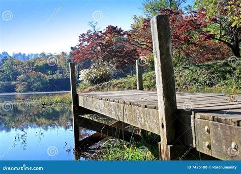 Wooden Dock In The Autumn Stock Photo Image Of Weathered 7425188