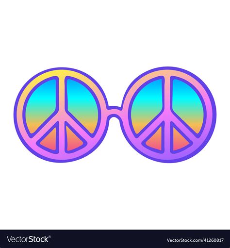 hippie sunglasses with rainbow lenses and peace vector image