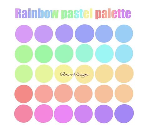 30 Rainbow Pastel Color Palette Swatch Palette For Procreate On Ipad