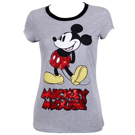 Mickey Mouse Mickey Mouse Womens Grey Red Foil T Shirt Medium