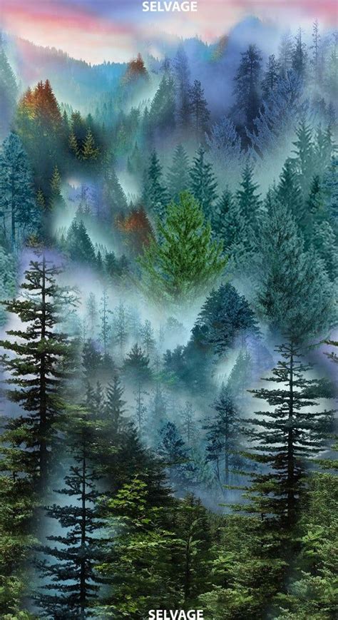 Effervescent Forest Panel 23 X 44 Cotton Fabric By Timeless Treasures