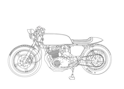 Honda Cb Cafe Racer Blueprint Drawing By Drawspots Illustrations Pixels Lupon Gov Ph