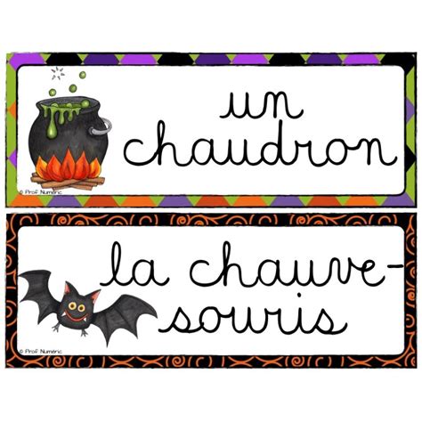 écrire Des Mots Du Vocabulaire Halloween En Cursive Au Cp - Halloween/Automne Mots-étiquettes (script/cursif)