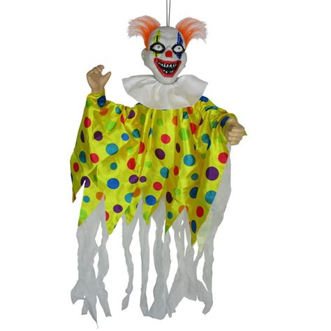 Animated Scary Clown Creepy Halloween Light Up Hanging Decor Haunted
