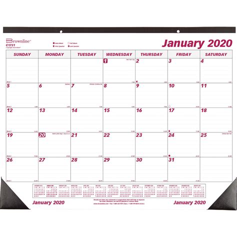 Brownline, REDC1731, Professional Monthly Desk/Wall Calendar, 1 Each, White - Walmart.com ...