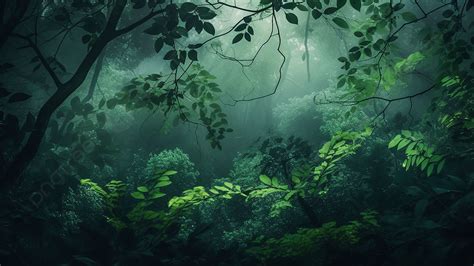 Natural Forest Green Background Forest Trees Green Leaves Background