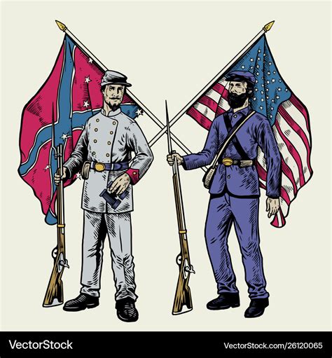 Hand Drawing Vintage Style American Civil War Vector Image