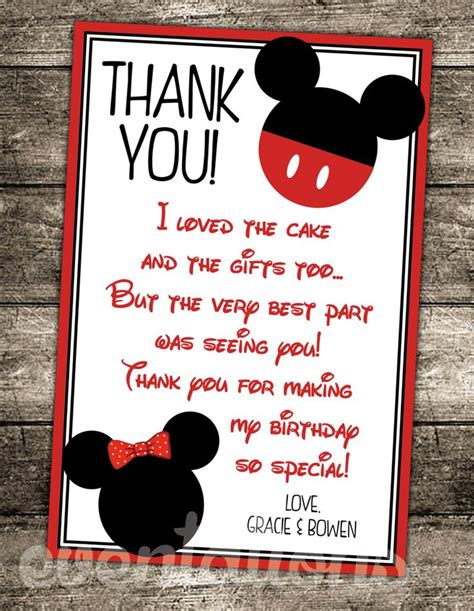 Oh Twodles Mickey Mouse Birthday Thank You Card By