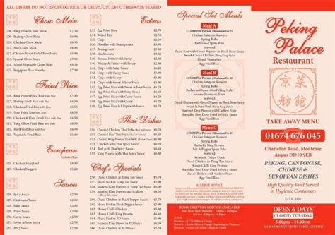 Online Menu Of Peking Palace Restaurant Montrose United Kingdom Dd10