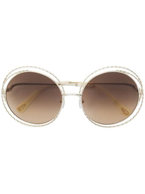 Chloé Round Oversized Sunglasses In Metallic Lyst
