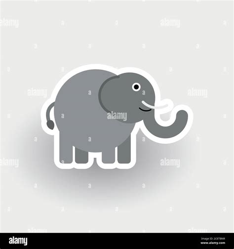 Happy Elephant Funny Cartoon Animal Children Character Simple