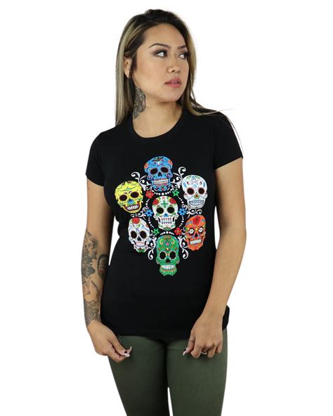 Shirtbanc Shirtbanc Brand Colorful Sugar Skull Womens Shirt
