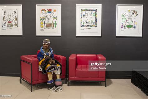 South African Artist Esther Mahlangu Exhibits Her Paintings Of 1st