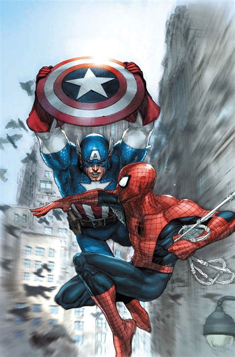 Captain America Vs Spider Man By Leinil Francis Yu Marvel Comics Art