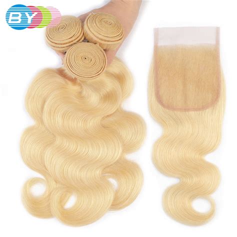 By 613 Bundles With Closure Remy Human Hair Blonde Bundles With Closure
