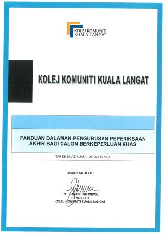 PANDUAN DALAMAN PENGURUSAN PEPERIKSAAN AKHIR CALON BERKEPERLUAN KHAS