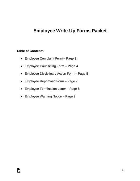 Free Employee Write Up Forms Pdf Word Eforms