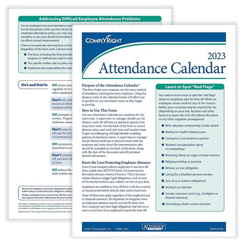 Buy Complyright 2022 Attendance Calendar Card White Pack Of 25