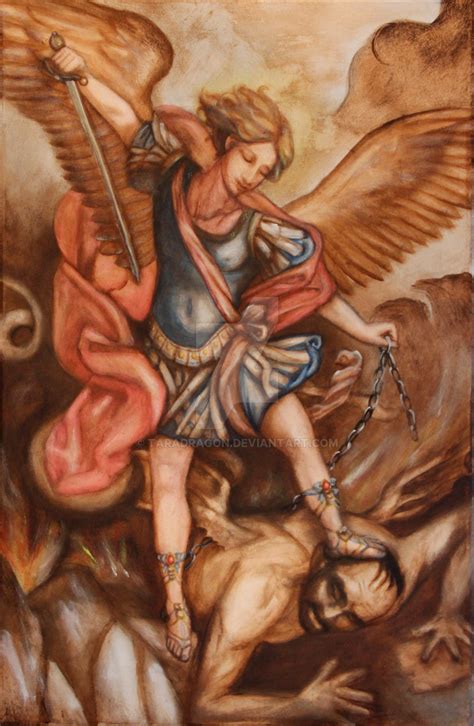 Archangel Michael Defeating Satan By Taradragon On Deviantart