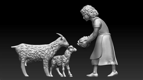 3d girl and goats model turbosquid 1778939