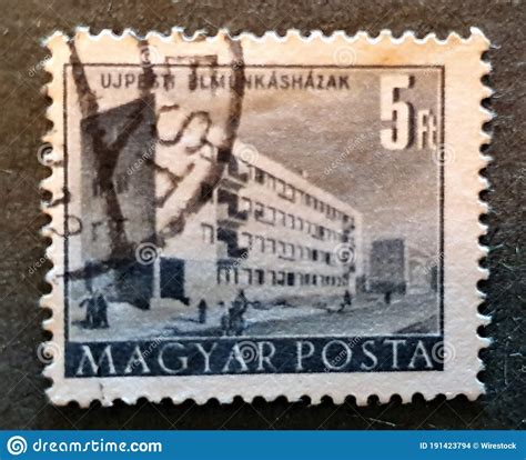 An Old Postage Stamp From Hungary 1953 With The Image Of A Building