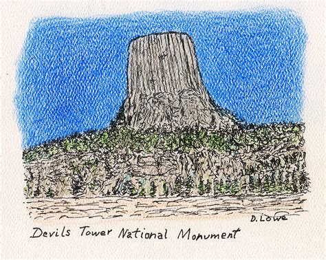 Devils Tower National Monument Drawing By Danny Lowe Pixels