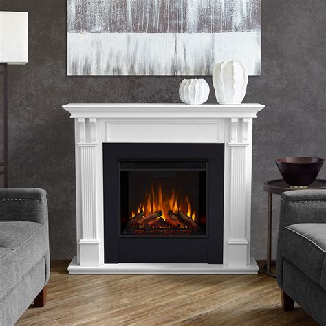 The vividflame electric firebox mimics the look of a real fire, but does not require a chimney or vents and plugs into a standard outlet for. 48" Ashley White Electric Fireplace