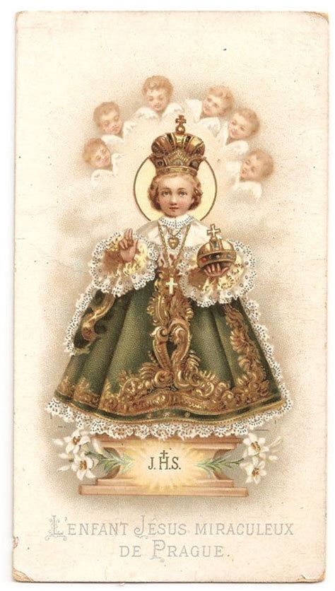 Holy Infant Of Prague Antique French Goldprint Holy Prayer