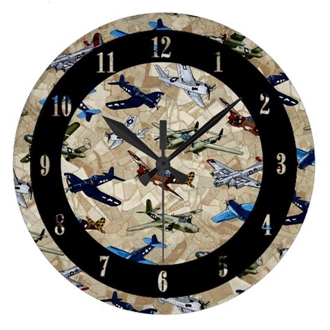 Vintage Planes Aviation Wall Clock