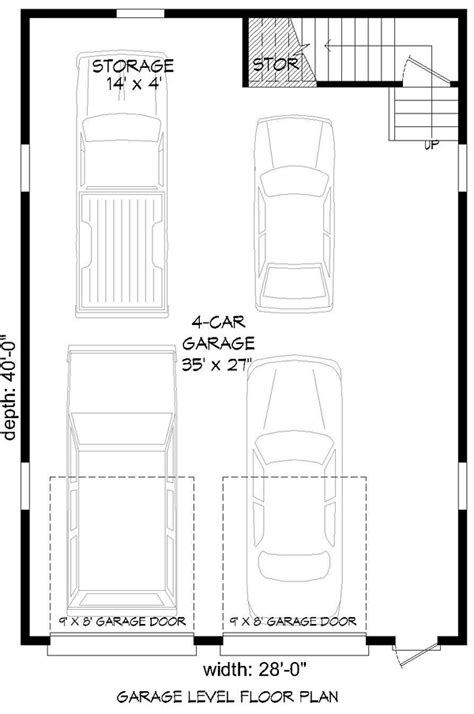 Garage Plan 51482 4 Car Garage Traditional Style