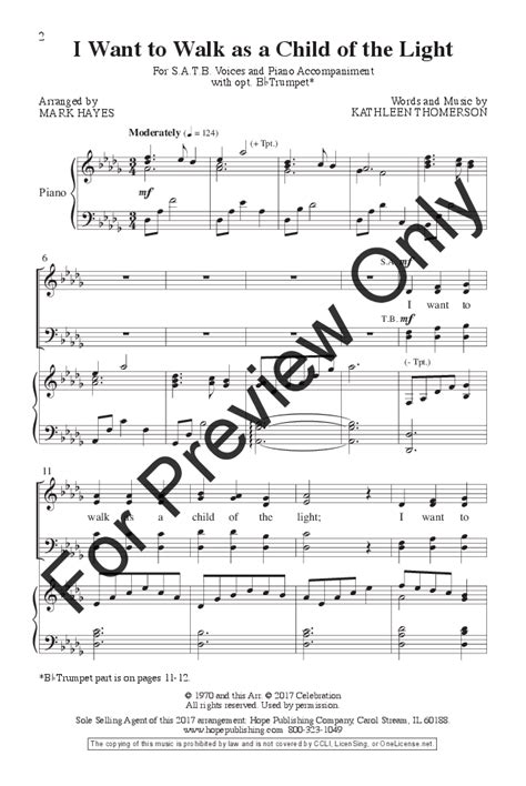 I Want To Walk As A Child Of The Light Satb Jw Pepper Sheet Music