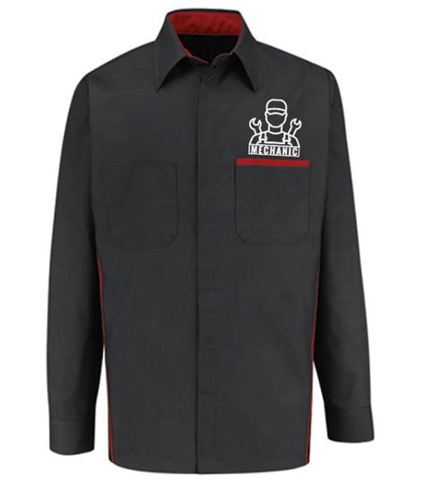 Automotive Mechanic Shirts Full Sleeve Black Red Automotive Mechanic