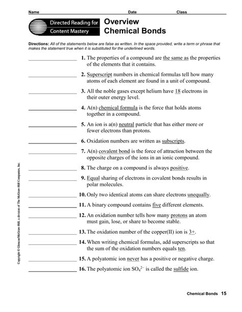 Types Of Bonds Worksheet Answer Key — Db