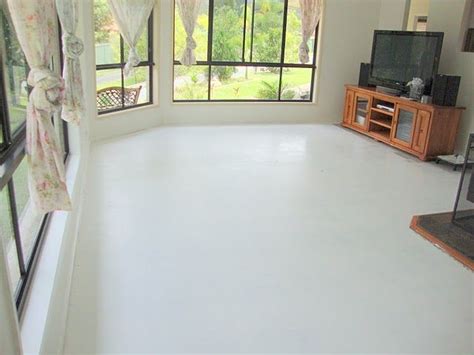 If the concrete is brand new, it needs to have cured for a good three to six months before you paint, and you'll need to etch it — with acid. Paint Me White: Painted Concrete Floors | Painted concrete ...