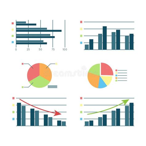 Set Of Graphs And Bar Charts Stock Vector Illustration Of Infograph