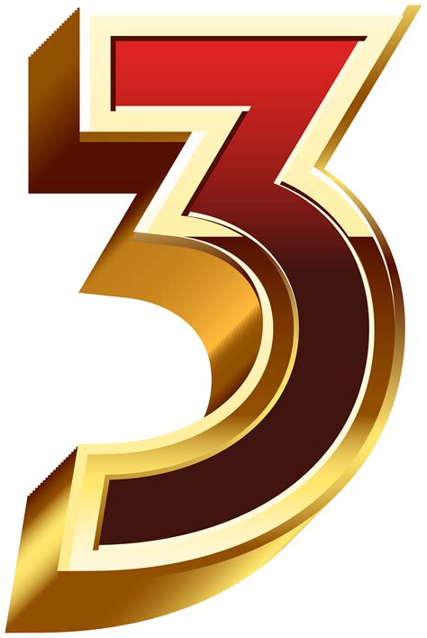Three Gold Red Number PNG Clip Art | Gallery Yopriceville - High ...