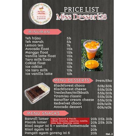 Detail Contoh Price List Makanan Koleksi Nomer