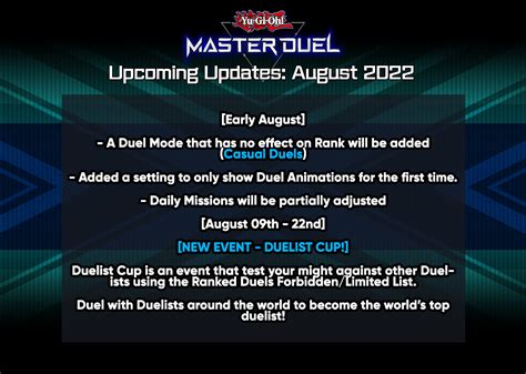 Yu Gi Oh Master Duel Guide On Twitter Upcoming Updates August