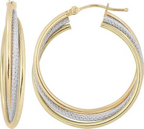 Amazon Com Kooljewelry K Two Tone Gold Overlapping Triple Hoop