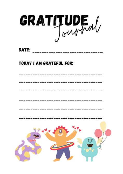 Printable Gratitude Journal For Children Etsy
