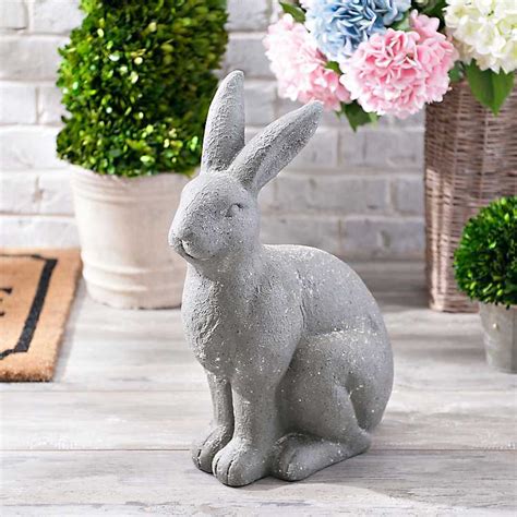 Gray Resin Outdoor Rabbit Statue From Kirklands 30 In 2020 Rabbit