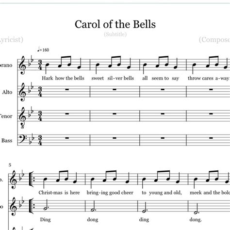 Carol Of The Bells Sheet Music By Traditional For Coral Satb Noteflight